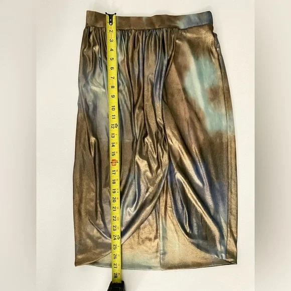 Le Superbe Take it easy Metallic Slit Multicolor Tie dye Skirt Oil Spill S - Picture 6 of 9